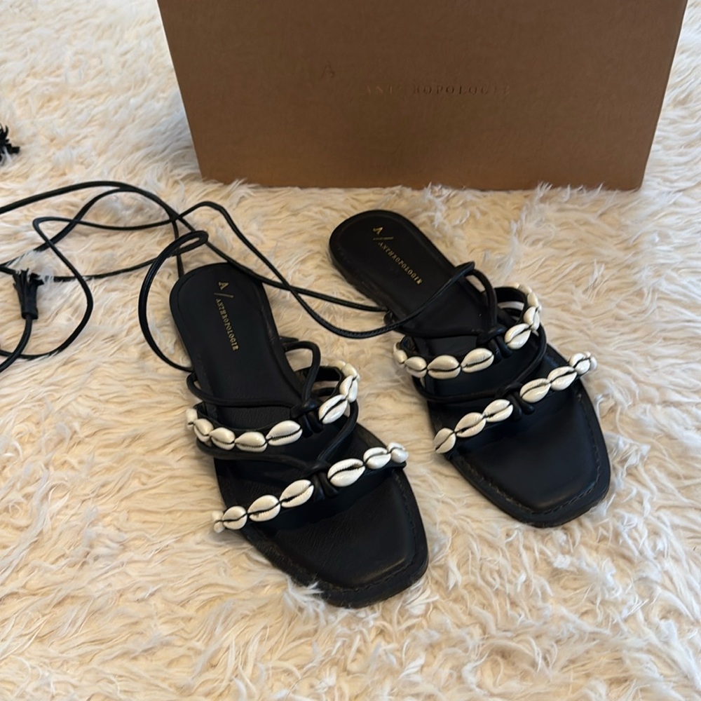 Shell lace up sandals